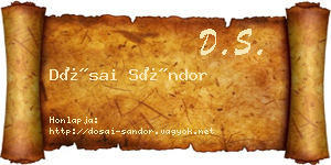 Dósai Sándor névjegykártya
